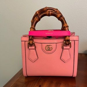 Gucci Mini Diana Bamboo Handle Bag Pink Leather